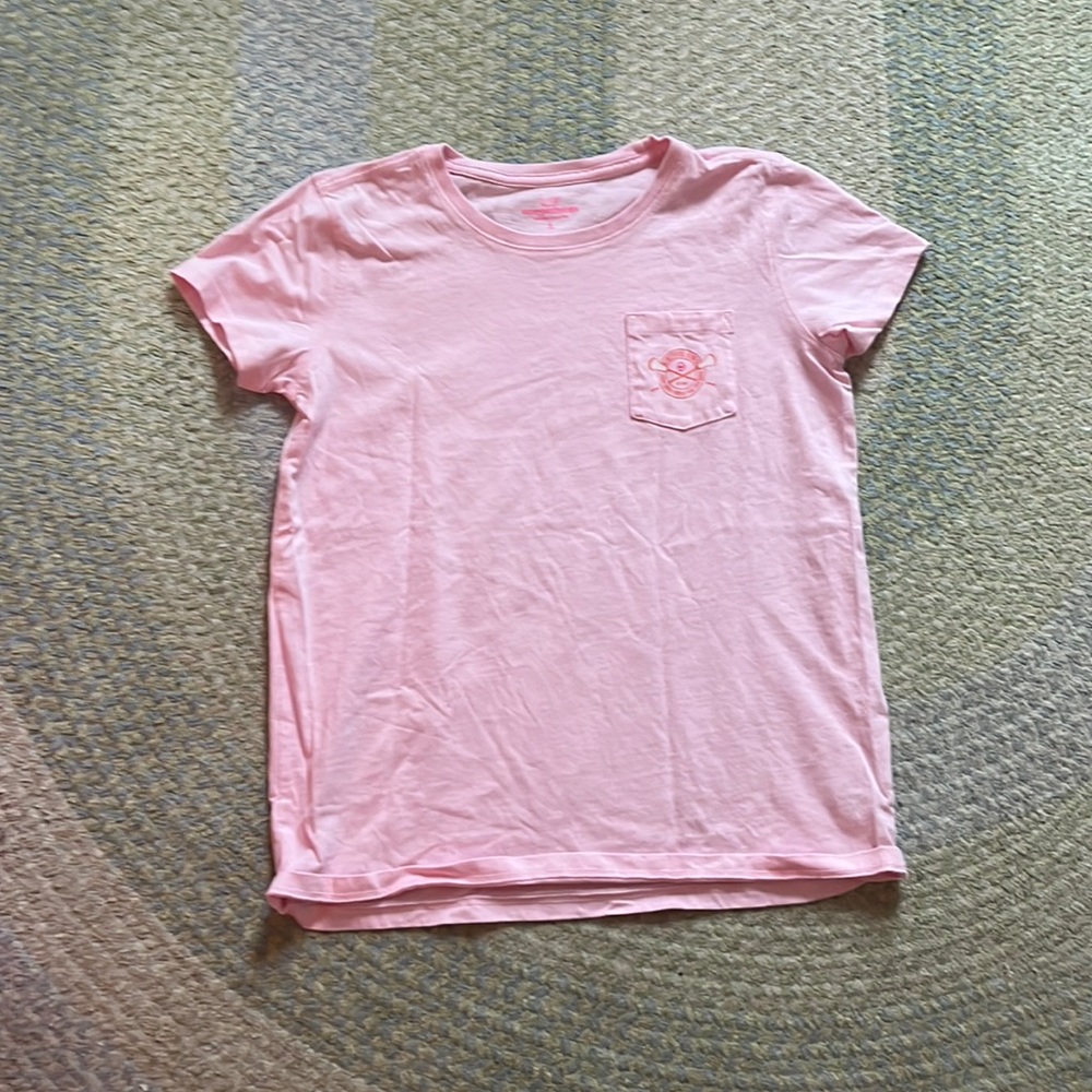 Girls, pink lacrosse, vineyard vines T-shirt, size large